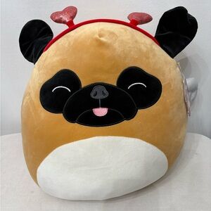 Kellytoy Squishmallow PAM THE PUG 16in 101-2 Valentine's Squad Cupid Costume
